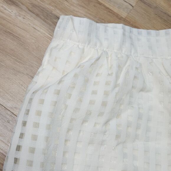 🔹️NWT Maison Jules Marshmallow Cream Checkered Print Skirt w/Pockets Large - Picture 4 of 10